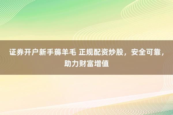 证券开户新手薅羊毛 正规配资炒股，安全可靠，助力财富增值