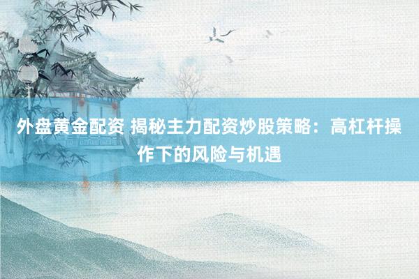 外盘黄金配资 揭秘主力配资炒股策略：高杠杆操作下的风险与机遇